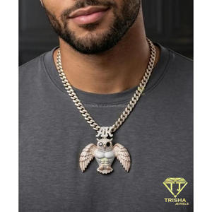 Pendentif animal 3D haut de gamme avec ailes écartées, diamant moissanite noir et blanc, bijoux en argent sterling 925 - Product Image 4