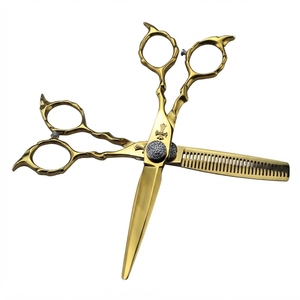 Ciseaux à effiler les cheveux en acier inoxydable personnalisés avec des poignées texturées violettes et une lame de dégradé à dents fines - Product Image 3