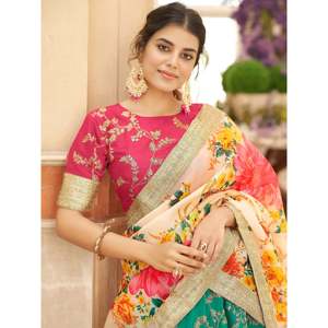Conjunto de Lehenga Choli de lentejuelas de seda verde clásico para mujer de talla grande - Product Image 3