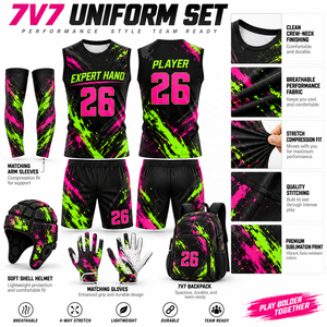 Ensemble Maillot et Short de Football Américain Personnalisé à Capuche 7V7 pour Équipes de Tournoi Jeunes et Adultes – Faible MOQ – Vente en Gros - Product Image 5