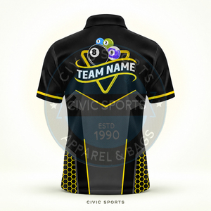 Camiseta de billar con estampado personalizado, ropa deportiva para hombre, tela 100% poliéster, uniforme de equipo, sublimación, impresión para billar, manga corta - Product Image 4