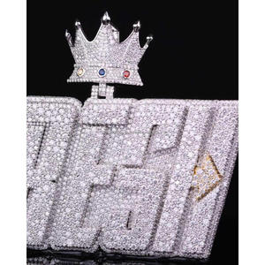 <b>Custom</b> <b>Name</b> Pendant With Crown VVS Moissanite Diamond 925 Sterling Silver Iced Out Hip Hop <b>Necklace</b> Luxury Jewelry - Product Image 4