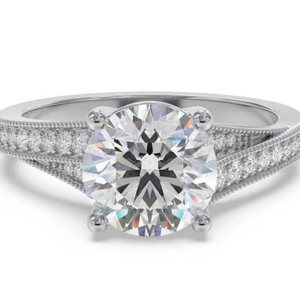 Anillo de diseño vintage con diamante redondo de 0.75 quilates, diamante cultivado en laboratorio, en oro amarillo, blanco, rosa y platino de 18 quilates. - Product Image 1