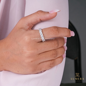 Oval Diamond Band <b>Ring</b>, Half Eternity Prong Setting, Brilliant Oval Cut Stones, Sleek Solid Gold Shank, Elegant Luxury Jewelry - Product Image 5