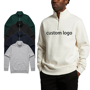 Sudadera de punto para hombre con cremallera de un cuarto, corte regular, cuello alto, color liso, tejido French Terry, para otoño - Product Image 5