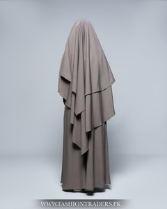 Ensemble de vêtements islamiques simples et modestes de qualité supérieure, manches ballon, abaya, khimar à trois couches, laine pêche, respirant, décontracté, musulman - Product Image 6