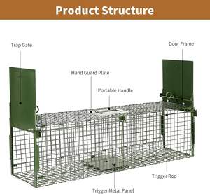 Piège pour animaux vivants en métal multi-portes personnalisé <span class=keywords><strong>Cage</strong></span> pour petits animaux à double porte sans cruauté pour <span class=keywords><strong>Rat</strong></span> chien lapin pliable lutte antiparasitaire - Product Image 6