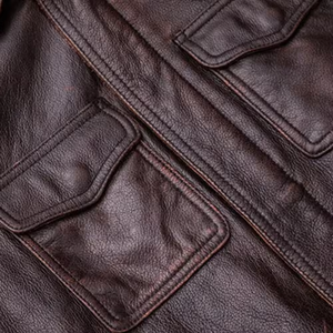 Chaqueta de Motociclista de Cuero Genuino para Hombre, Cuello Camisero, Cierre de Cremallera, Corte Regular, para Otoño - Product Image 3