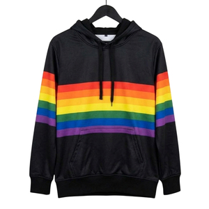 Sudadera con Capucha para Hombre, Estampado de Rayas, Casual, Negra, Manga Larga, con Bolsillo Canguro y Cordón Ajustable - Product Image 2