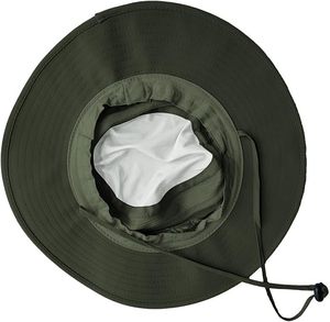 Men's Olive Green Bucket <b>Hat</b> Wide Brim Nylon Canvas Outdoor Sun Protection Adjustable Strap Solid Color Casual Spring <b>Summer</b> - Product Image 6
