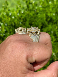 Lab Grown Diamond Yellow Gold Statement <b>Ring</b> Round Halo Cluster Cocktail <b>Ring</b> Luxury Hip Hop Jewelry For <b>Men</b> Unisex Gift - Product Image 3