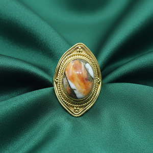 Bague en argent sterling 925 avec pierre précieuse turquoise multi-couleurs, faite à la main, style vintage bohème, plaquée or rose et or jaune - Product Image 4