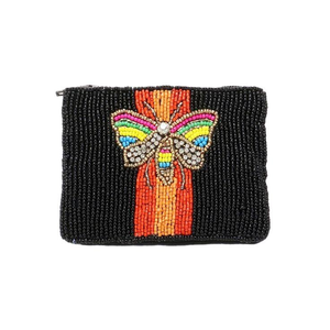 Vintage Antique <b>Coin</b> Pouch Beautiful Hand-Crafted Art Deco Beaded Butterfly Design Cool Glass <b>Coin</b> <b>Purse</b> BY AFZA ENTERPRISES - Product Image 1