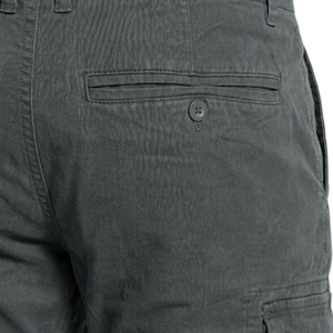 Pantalon cargo gris anthracite pour homme, coupe droite, style décontracté en coton, avec poches à rabat latérales, taille boutonnée et jambes droites - Product Image 5