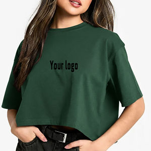Nouveau T-shirt court vert pour femme, col rond, manches courtes, 100 % coton jersey, imprimé logo, coupe décontractée, printemps-été - Product Image 1