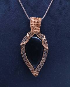 Natural <b>Black</b> Spinel Necklace Copper Wire <b>Wrapped</b> Pendant | Handmade Gemstone Jewelry - Product Image 3