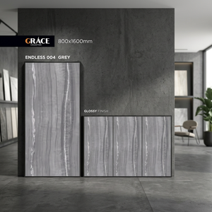 Carreaux de sol et de mur en porcelaine émaillée effet marbre gris brillant 800x1600mm en gros - Product Image 6