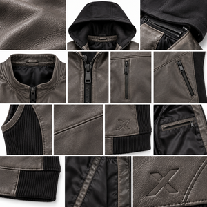 Men's Casual & Streetwear Leather Vests | Grey Black Multi Color Options | OEM ODM Manufacturer | Premium Design Quality | - Product Image 4