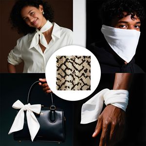 Custom Logo Printed Square Silk Satin Head Scarf Bandana with Geometric Animal <b>Leaf</b> -Multi-Functional Head Scarves Bandanas - Product Image 3