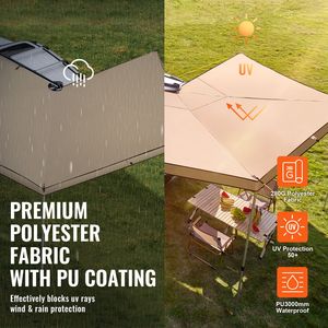 Tenda Laterale Retrattile per Auto a 270 Gradi, 8.2FT, PU3000mm, Impermeabile UV50+, con Borsa per il Trasporto, Tenda per Veicoli e Coperture per Camion - Product Image 2
