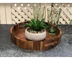 Bandeja Redonda Multifuncional Art Deco Royal Acacia para Servir en Bodas - Product Image 2