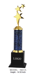 Trofeo de Metal Fundido a Presión con Columna de Purpurina Azul y Estrellas Doradas Modelo 567, Premio Deportivo, Base Acrílica Portátil y Duradera, Grabado Láser - Product Image 5