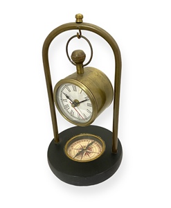 Reloj de Pared Vintage de Latón, Reloj de Escritorio con Brújula, Reloj de Mesa con Números Romanos, Reloj de Cuarzo Decorativo, Reloj de Oficina Náutico - Product Image 3