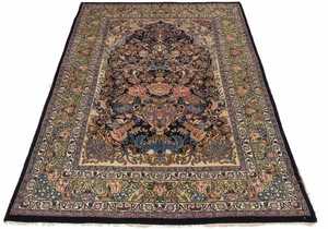Tappeto Persiano Annodato a Mano in Lana e Seta, Motivo a Medaglione, Rettangolare, per Arredamento Soggiorno, Origine <span class=keywords><strong>Iran</strong></span>, Pelo Medio - Product Image 1