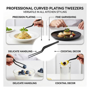 8 Inch Curved Stainless Steel Breathable Precision <b>Kitchen</b> Cooking Tweezers Multi-Function Offset Dishwasher Safe 3-Piece - Product Image 6