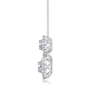 Collier pendentif en or blanc avec grappe de diamants – Collier rond à motif floral taillé en brillant – Bijoux en diamant pour femme - Product Image 2
