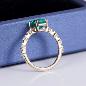 CONCEPTION 925 <b>Silver</b> 18k Gold Luxy <b>Emerald</b> Stone Custom Women Jewelry Moissnaite <b>Ring</b> For Womens - Product Image 4