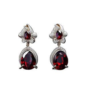 Pendientes colgantes de plata de ley 925 de alta calidad, joyería de piedras preciosas granate de buena calidad para mujeres y niñas - Product Image 1