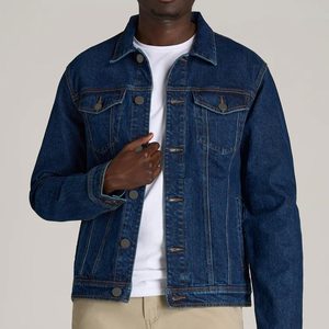 Veste en jean bleue pour homme, veste classique en denim avec col rabattu, manches longues, durable et élégante pour un usage quotidien - Product Image 3