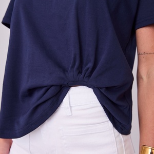 Nouvel Arrivage 2026 T-shirt Décontracté Femme à Manches Courtes Col Rond Uni Taille Cintrée Streetwear 100% Coton Léger - Product Image 4