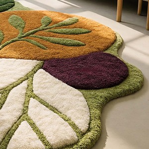 Hand Tufted Leaf Shaped Area <b>Rug</b> Modern Botanical Design Luxury Soft Olive Green Wool Carpet for Living Room Bedroom Home Decor - Product Image 2