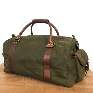 Bolsa de Viaje de Lona y Cuero con Cierre, Impermeable, para Fin de Semana, con Correa Ajustable, Personalizable, de Gran Capacidad, LCTB-0085 - Product Image 5