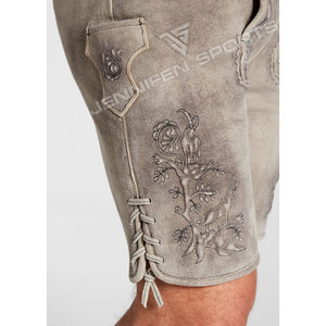 Shorts en cuir de chèvre véritable 100% de haute qualité pour hommes, style Lederhosen allemand, costume bavarois pour l'Oktoberfest, antique - Product Image 4
