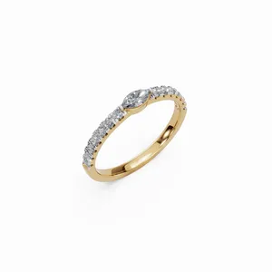 แหวนเพชรเม็ดเดี่ยวทรงมาร์คีส์และคัท ดีไซน์ใหม่ 15 เม็ด เพชรเพาะเลี้ยง 18K ทองคำขาว หรูหรา รับรองโดย IGI สำหรับผู้หญิง นำเข้าจากอินเดีย - Product Image 4