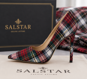 Escarpins à talons aiguilles écossais à carreaux pour femmes |   Chaussures à talons hauts à bout pointu tendance - Product Image 2