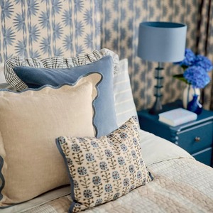 Square Teal <b>Cushion</b> <b>Cover</b> with Brown <b>Ruffle</b> Edge Nordic Style Home Decor Linen Handmade Solid Color Pillow Case - Product Image 3