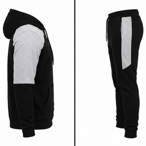 Survêtement streetwear noir uni pour homme, motif uni, 100% coton, écologique, coupe-vent, respirant, polyvalent, mode vintage - Product Image 3