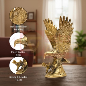 Statuette d'aigle en laiton antique de qualité supérieure, pièce décorative d'appoint pour cadeaux de pendaison de crémaillère, présentoirs d'élite et étagères - Product Image 4