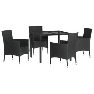 Set da Pranzo da Esterno in Rattan Nero per 4 Persone, Resistente alle Intemperie, Arredamento da Giardino dal Design Contemporaneo con Struttura in Metallo - Product Image 3