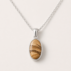 Collier pendentif en argent sterling 925 avec jaspe Kambaba vert foncé, fait main, avec chaîne fine - Product Image 4