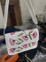 Tas kurir harian wanita, tas kurir harian buatan tangan gaya Bohemian India, tas genggam pesta belanja malam manik-manik desainer dengan penutup penutup