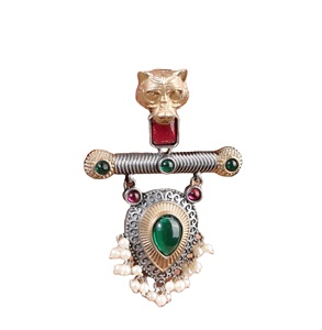 ARTS JEWELS Antique <b>Silver</b> Plated Brass Ethnic <b>Dangle</b> Drop <b>Earrings</b> with Red and Green Stones for Women's Party Occasions - Product Image 5