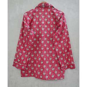 Ensemble de pyjama en coton pour femmes, imprimé floral à la main, ensemble de vêtements de détente et de nuit doux - Product Image 5