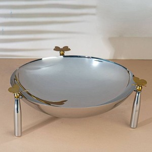 Bandeja Decorativa Redonda Moderna de Metal con Patrón Abstracto, Artesanía Tradicional de Metal para el Ramadán, Decoración para el Hogar - Product Image 1