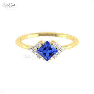 ซัพพลายเออร์ที่ผ่านการตรวจสอบแล้ว แหวนทรงสี่เหลี่ยม 5 มม. แทนซาไนต์ ครึ่งวงกลม แหวนแต่งงานเพชรทองคำขาว 14k ทำมือ ของขวัญ ขายส่ง - Product Image 1