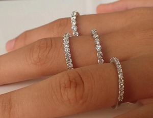 White Round Shape Moissanite Diamond Engagement <b>Ring</b> 925 Sterling Silver Round Brilliant cut Customized <b>Ring</b> Gift For Her - Product Image 2